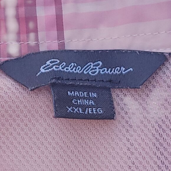 Eddie Bauer Womens Adventure Shirt XXL Pink Plaid Short Sleeve Button-Up Hiking - Picture 2 of 16